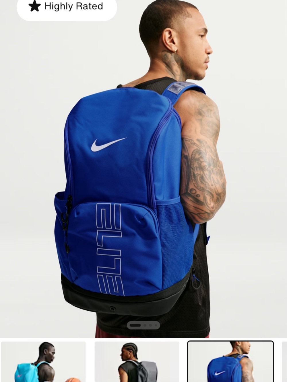 Nike Elite Backpack 32L Varsity Basketball Gym School Bag Blue Travel Laptop